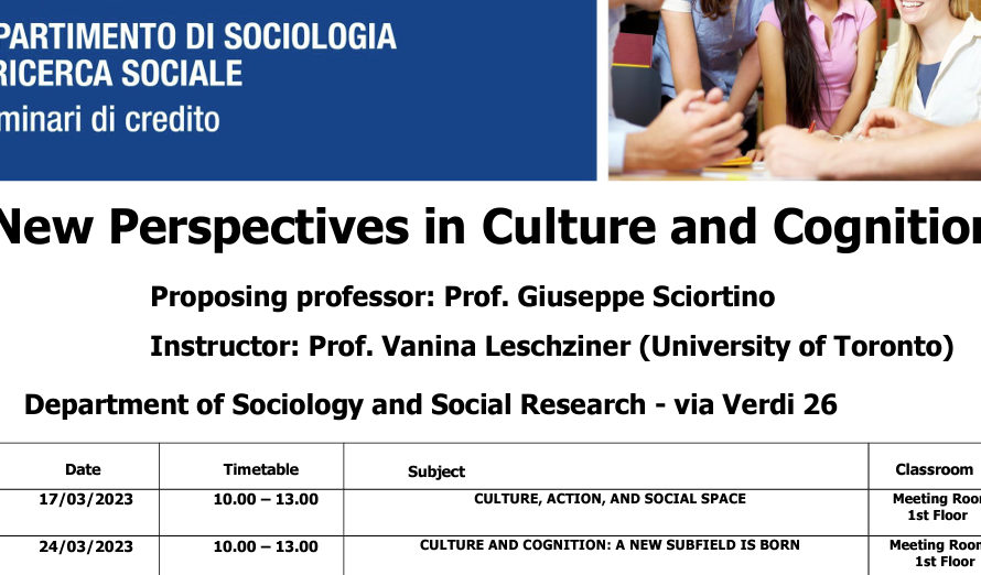 New Perspectives in Culture and Cognition